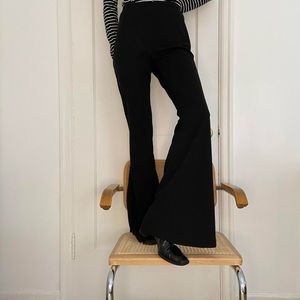 70s Vintage Black High Waisted Flare Pants